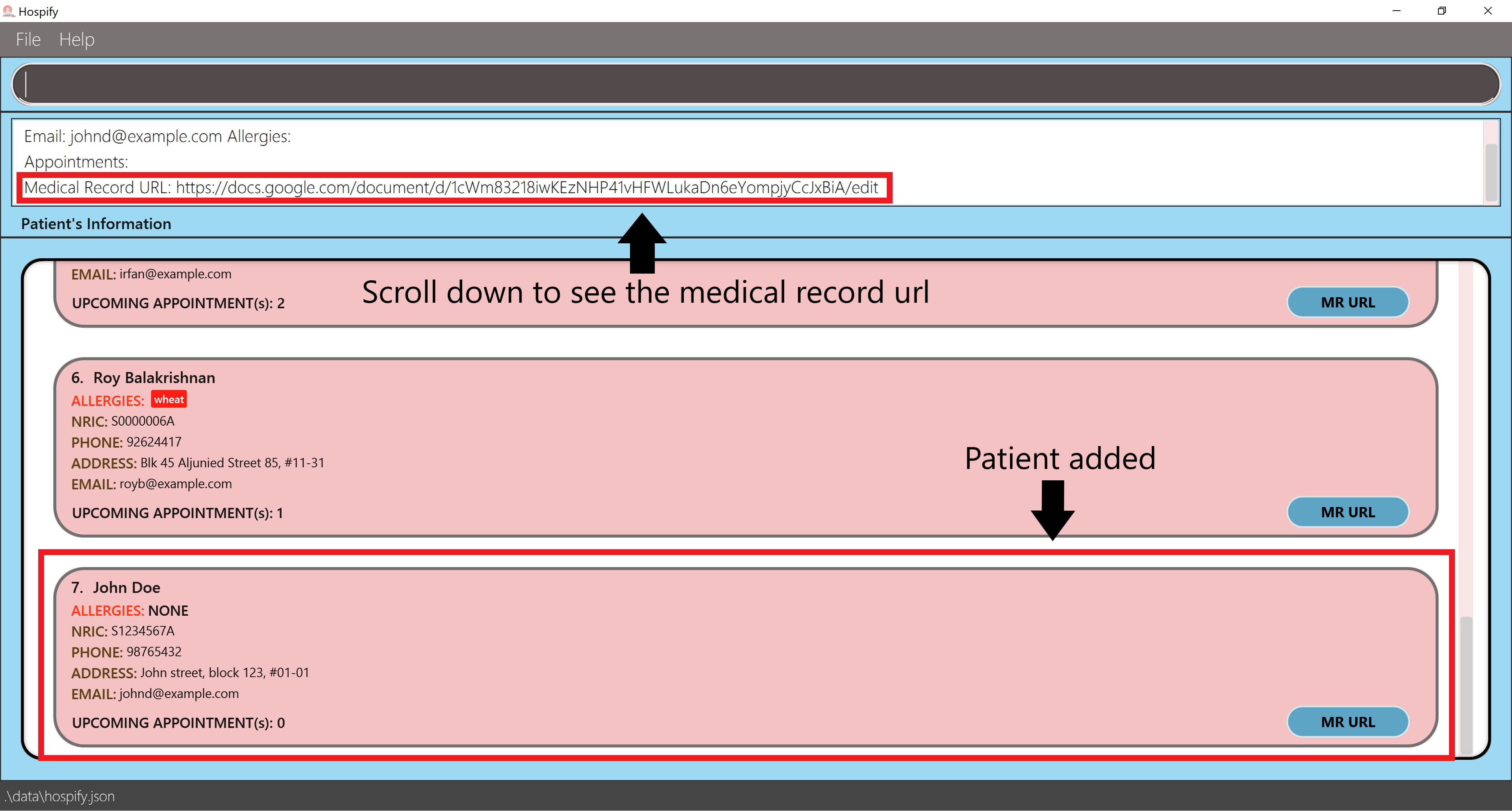medical record example 1